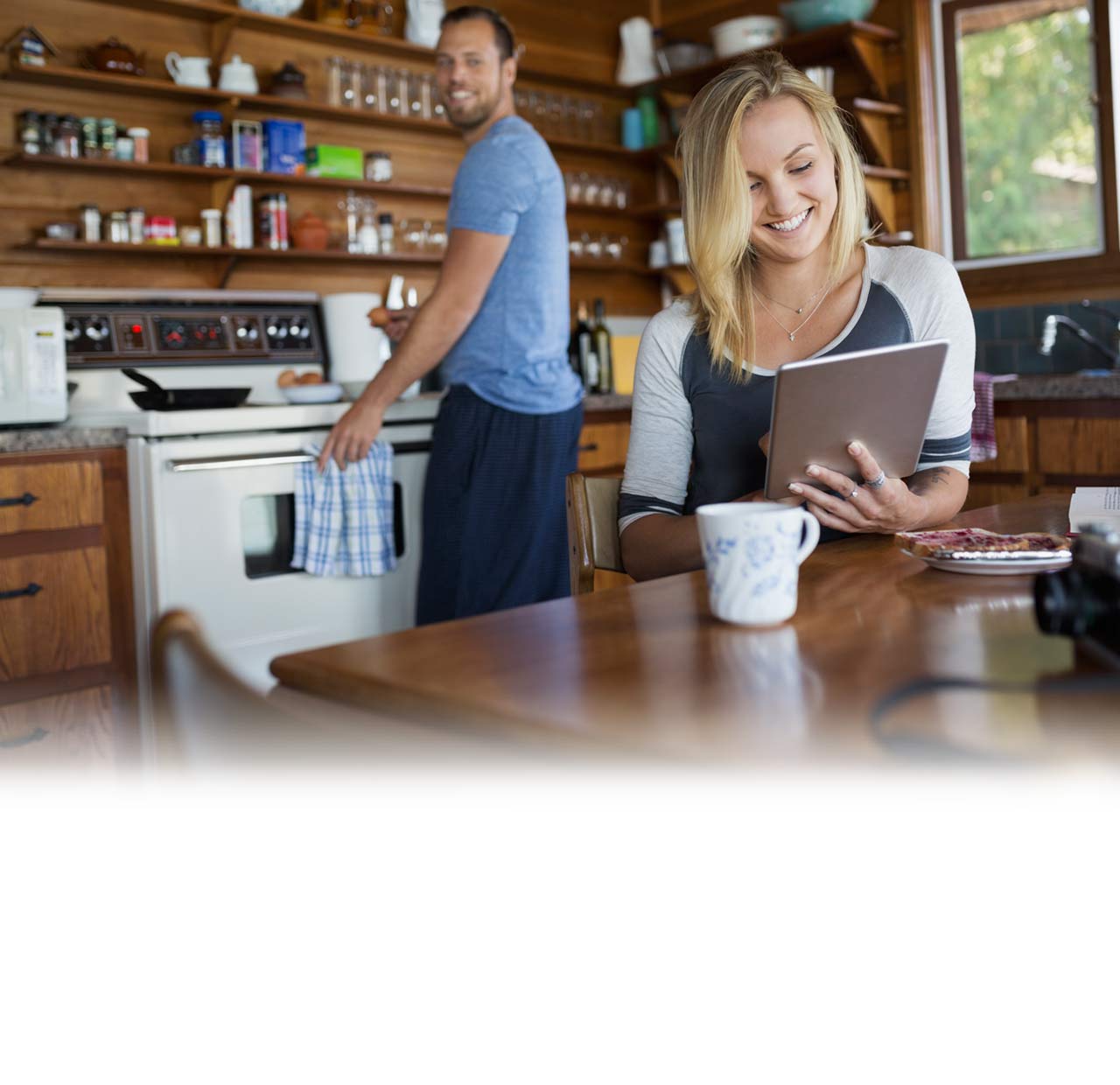 young couple in kitchen