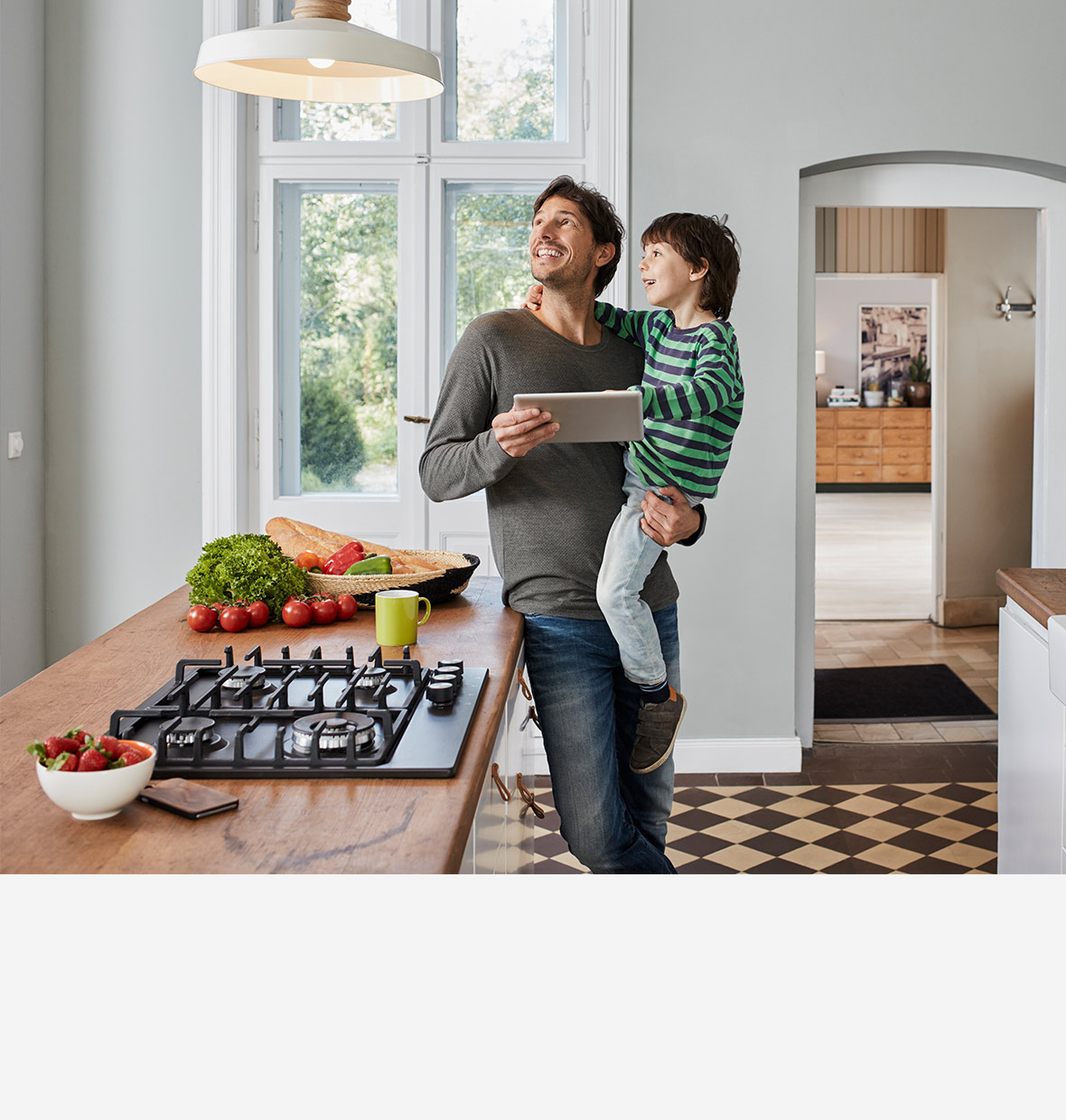 Family in kitchen