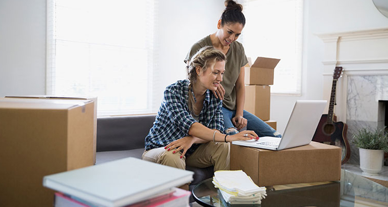 women moving house