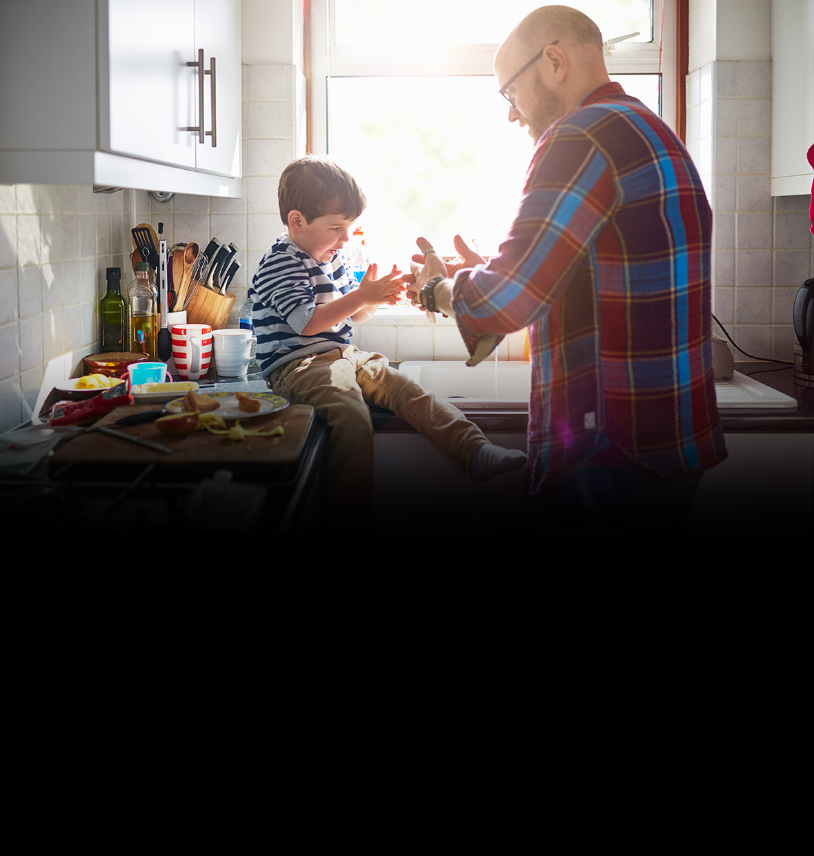 Family in kitchen