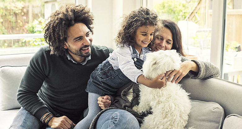 family with dog