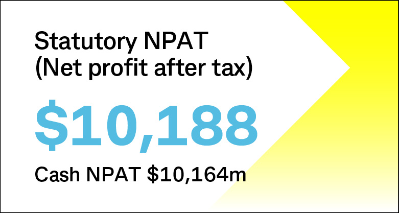 Statutory NPAT (Net profit after tax) $10,188 - Cash NPAT $10,164m