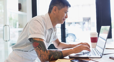 Young man on a laptop