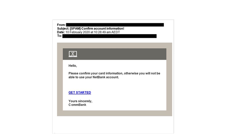 Phishing email - Confirm account information