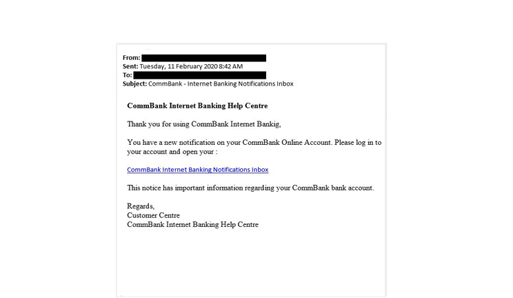 Phishing email - Internet Banking Notification