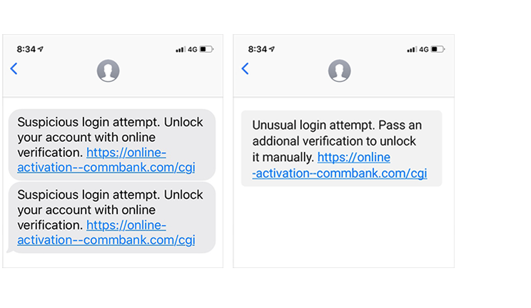 Phishing SMS: "Unusual login attempt, pass an identification verifification..."