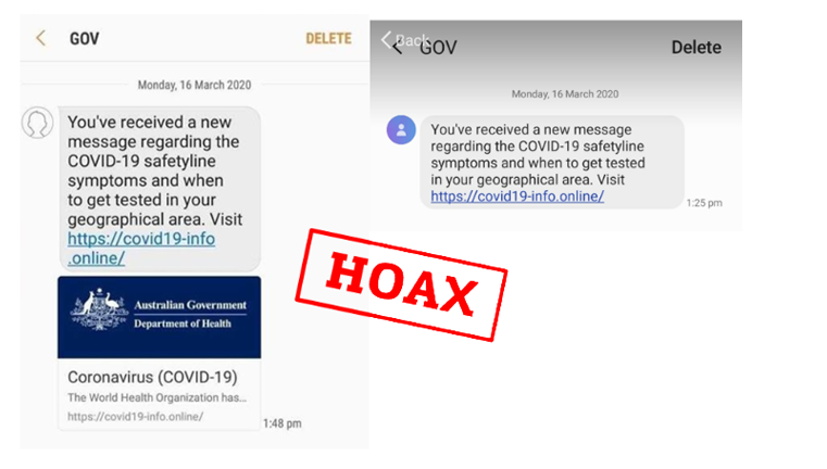 Example of a Coronavirus themed hoax message