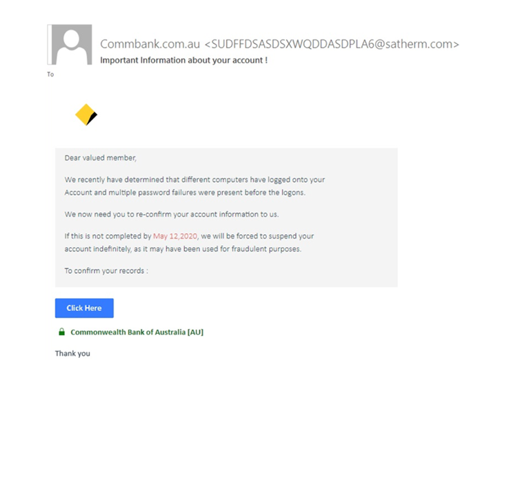 Scam example: multiple account login failures