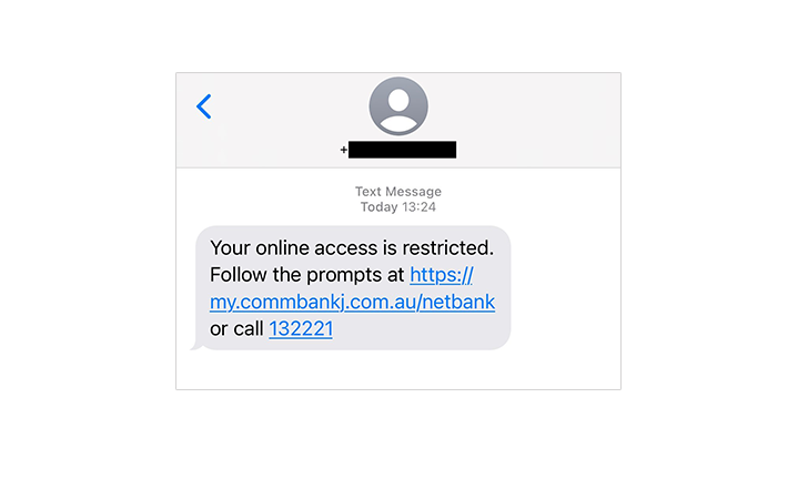 Scam SMS: "Your online access is restricted."