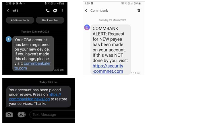 CommBank alert scams