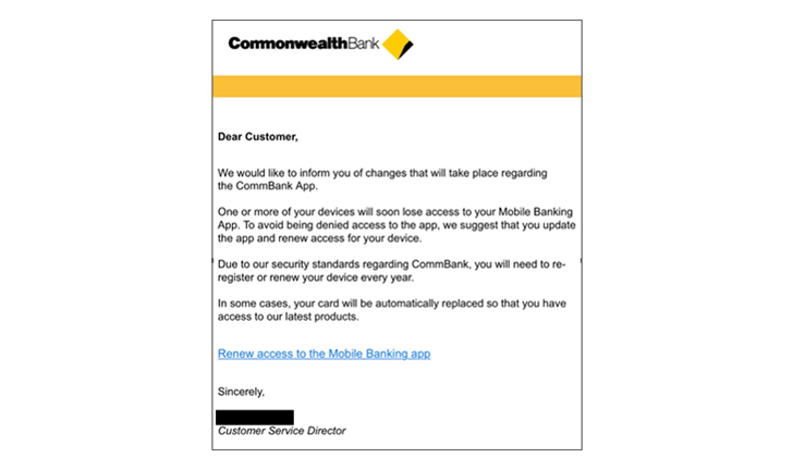 CommBank Staff Impersonation Phish