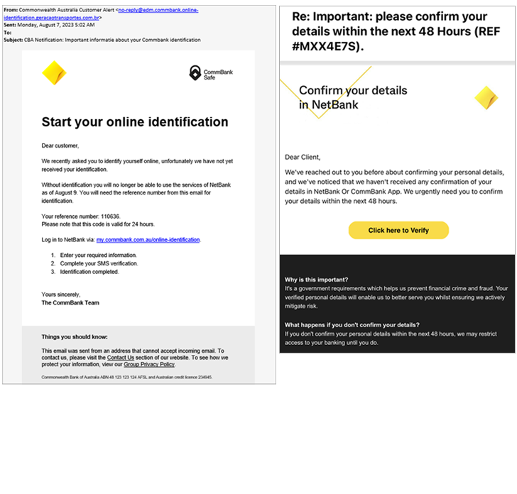 CommBank phishing email