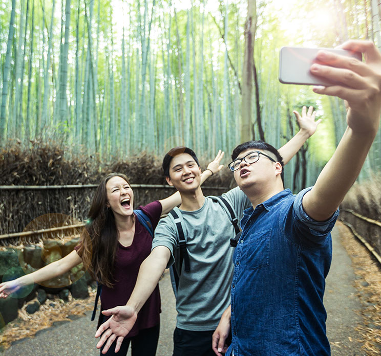 Group of friends taking selfie