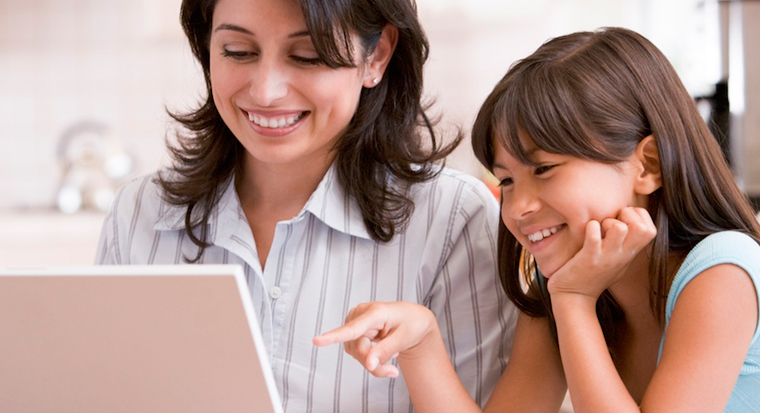 Mother and daughter with tablet