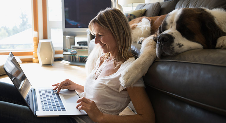 Woman sorting out tax online
