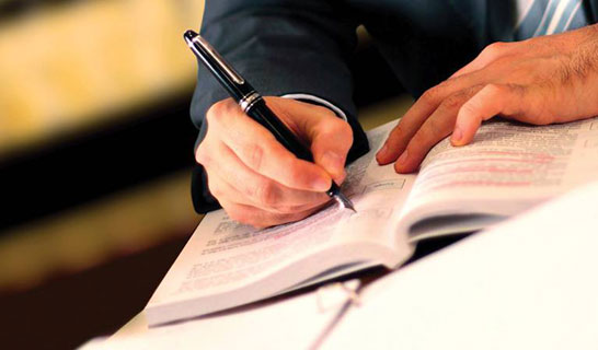 Lawyer making notes