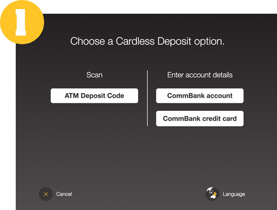 Choose a Cardless Deposit option