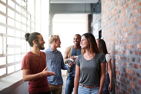 group of students chatting
