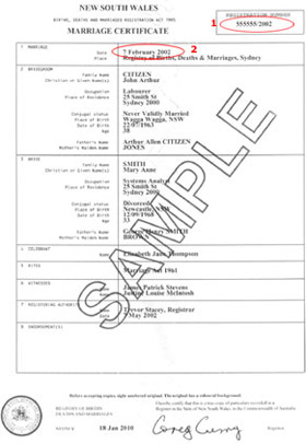 marriage certificate reference number sample