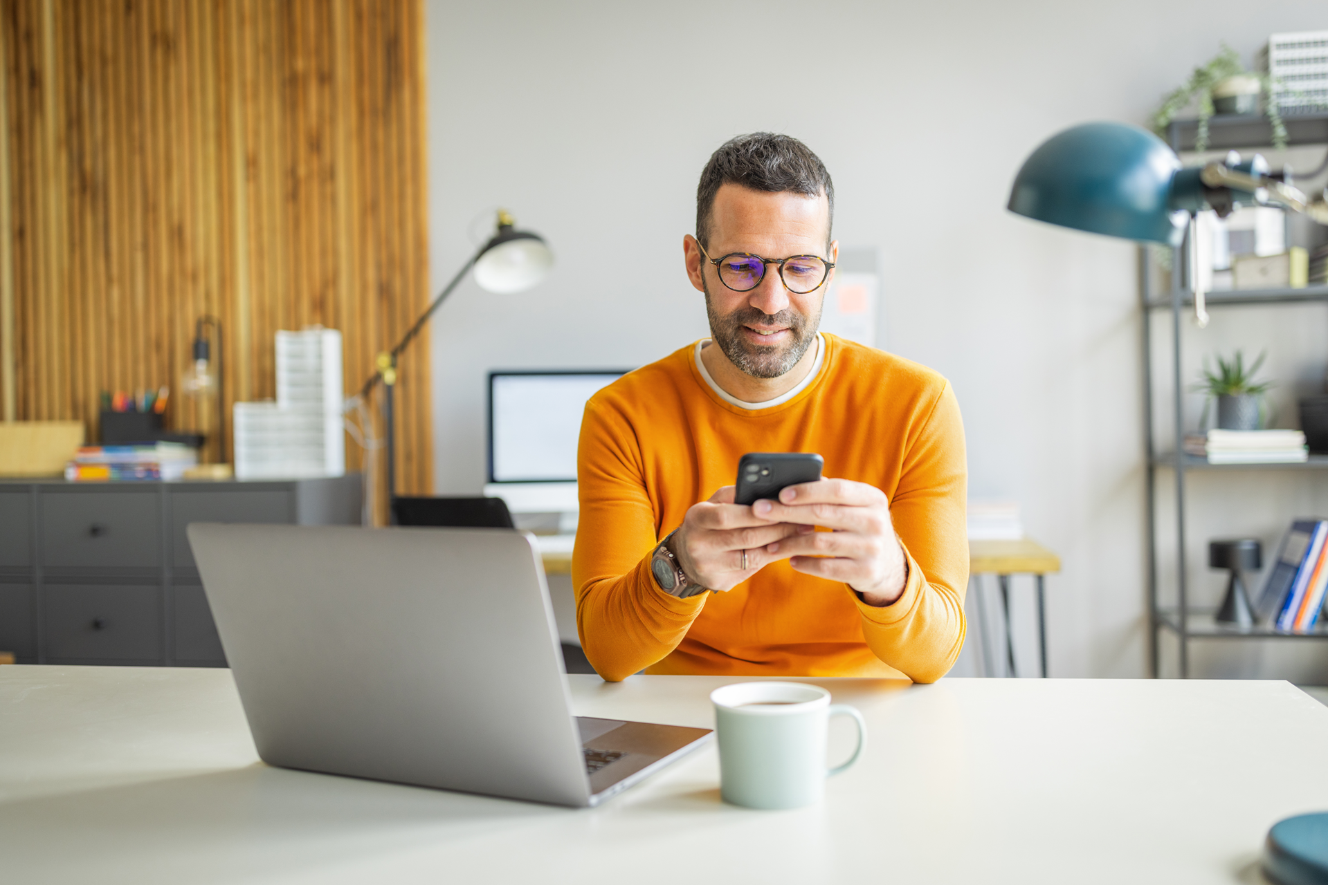 Women making an international money transfer