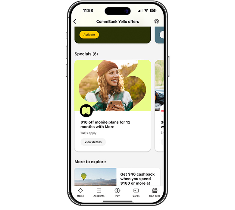 image of More NBN tile in CommBank app  