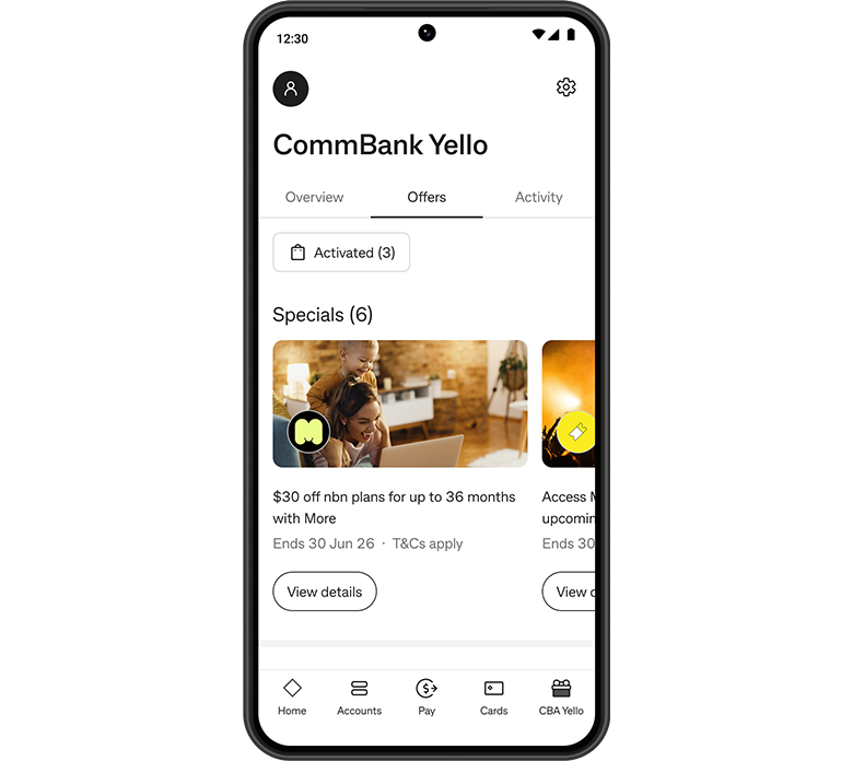 image of More NBN tile in CommBank app  
