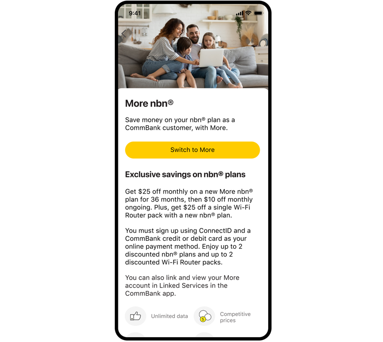 image of More NBN tile in CommBank app  