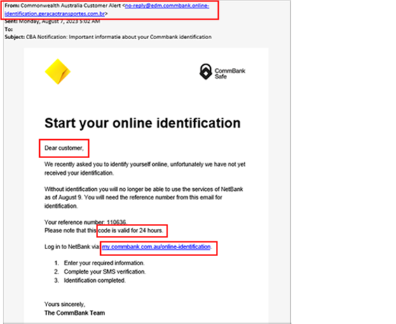 Scam: "Start your online identification"