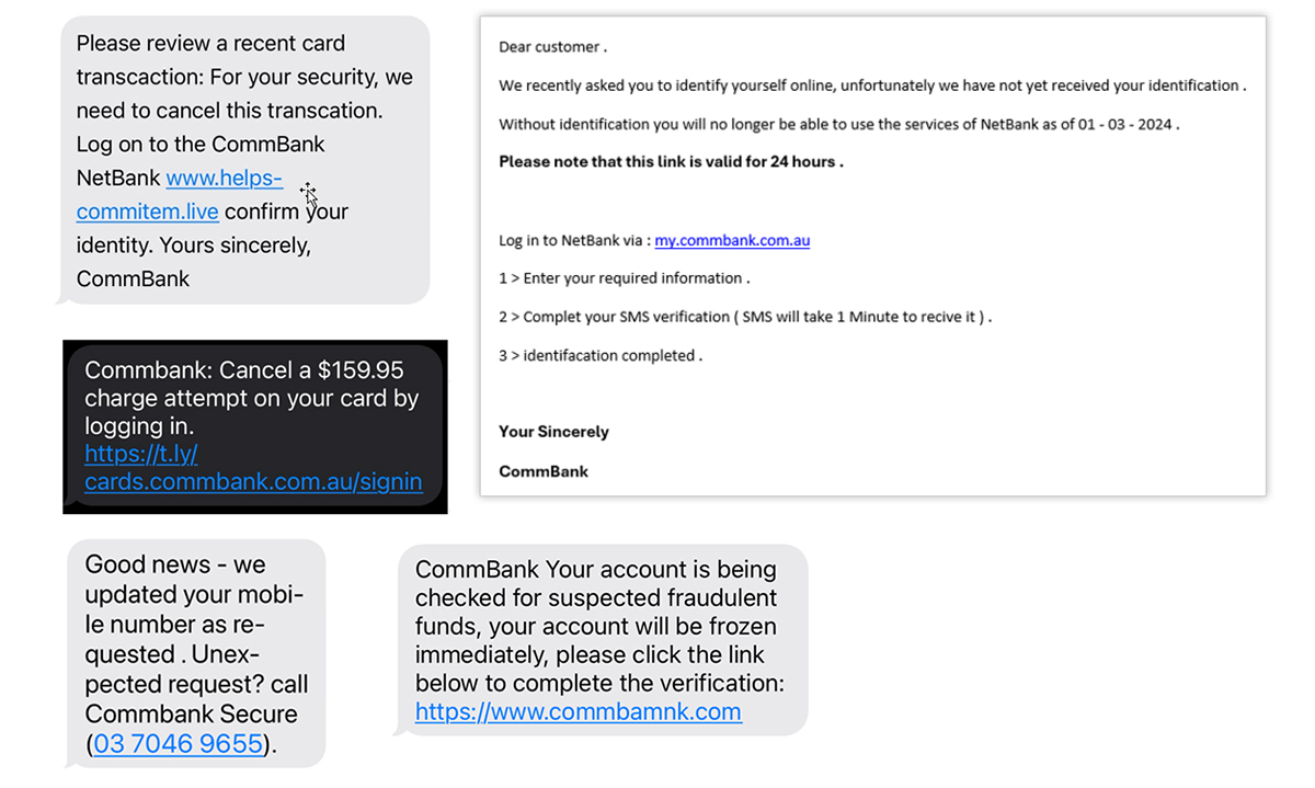 screenshots of scams