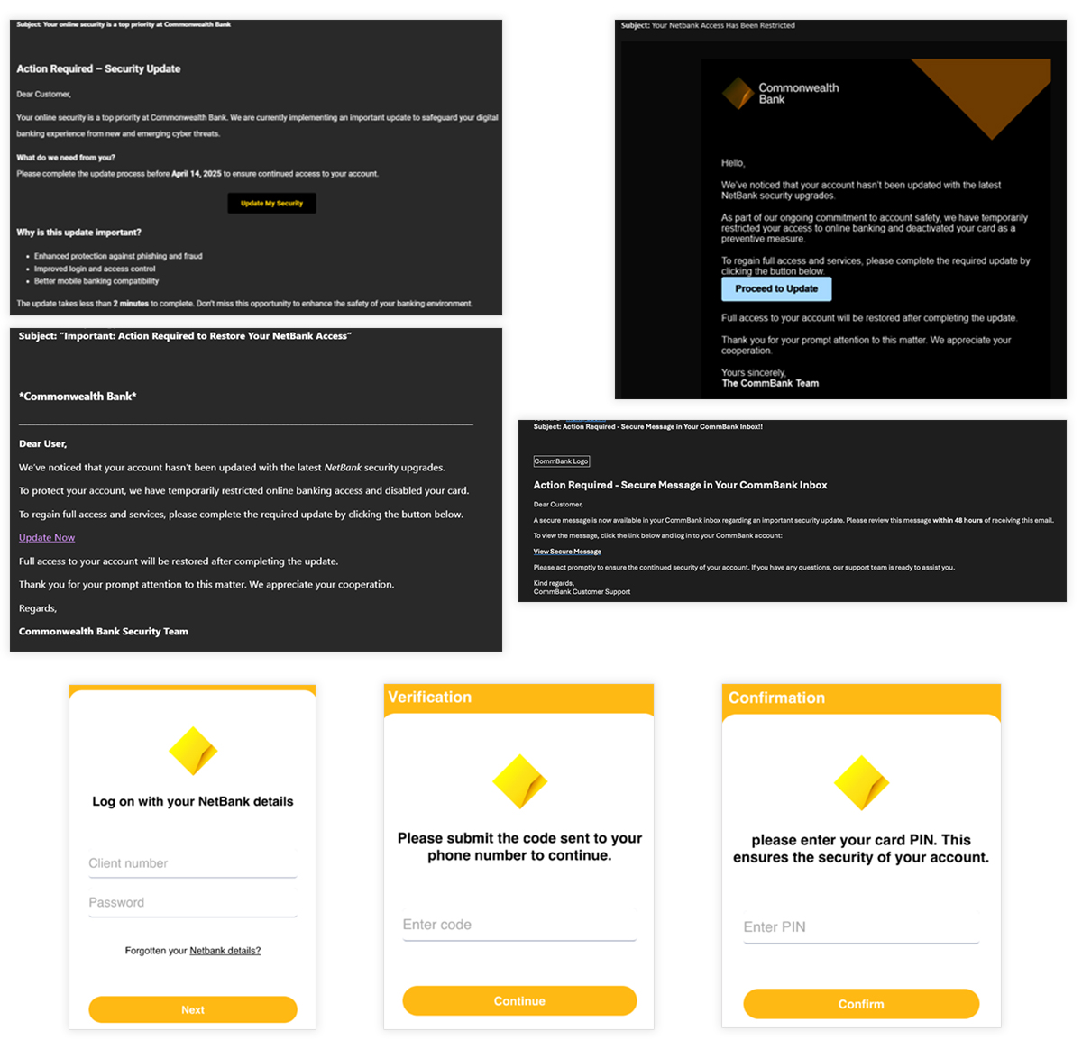Phishing scam examples
