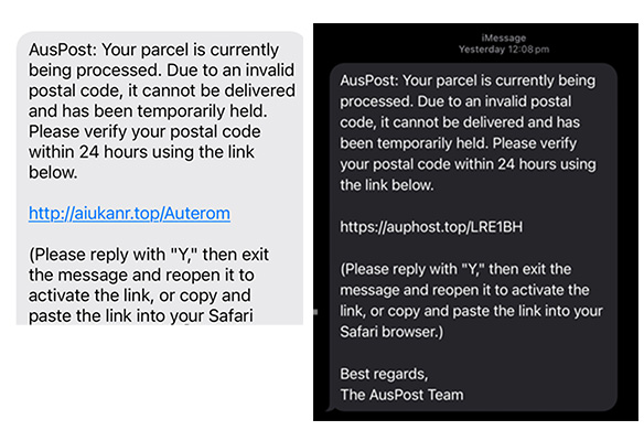 Auspost scam messages