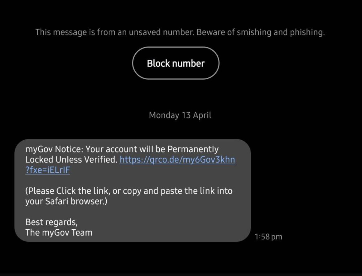 mygov phishing scam